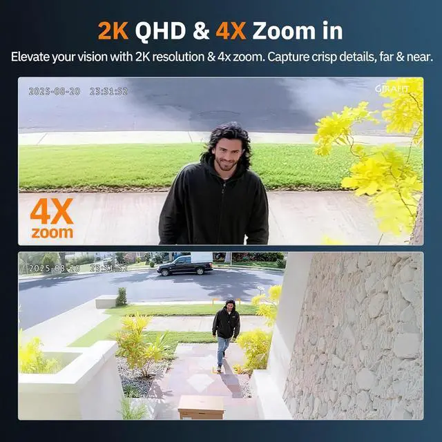 Alt view image 5 of 7 - Girafit 2K 3MP Window Camera with 20°Tilt Angle Camera for Second Floor,2.4GHz/5GHz WiFi Cameras for Home Security,ChroMax AI Color Night Vision,Security Camera for Outdoor Monitor,Motion Detection