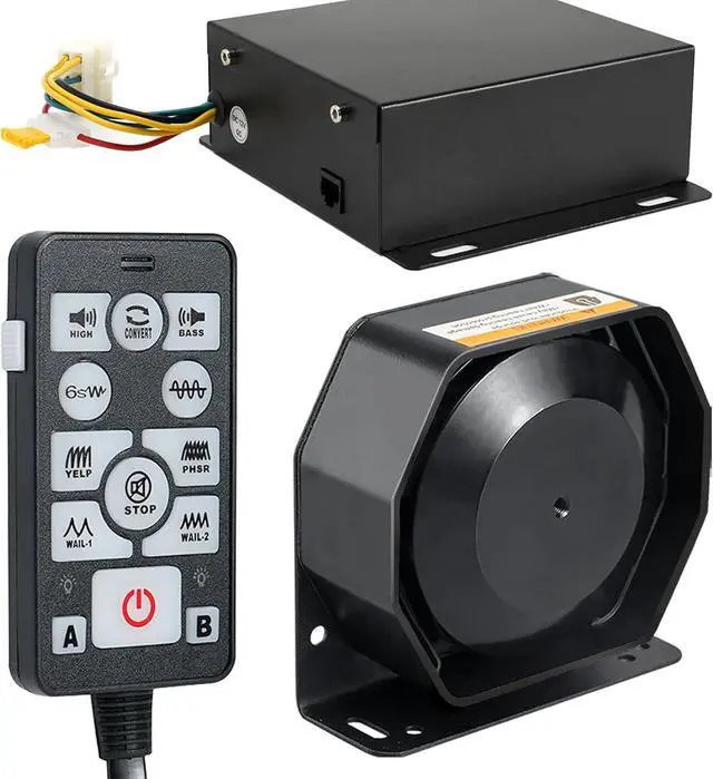 Main image of BooYu 12V 200W Police Emergency Slim Horn Speaker Siren PA System for Truck Vehicles Firefighter Ambulance Tow UTV ATV Van Car POV RV [120-135dB][2 x 10A Switches][Handheld Microphone][Hands-Free]