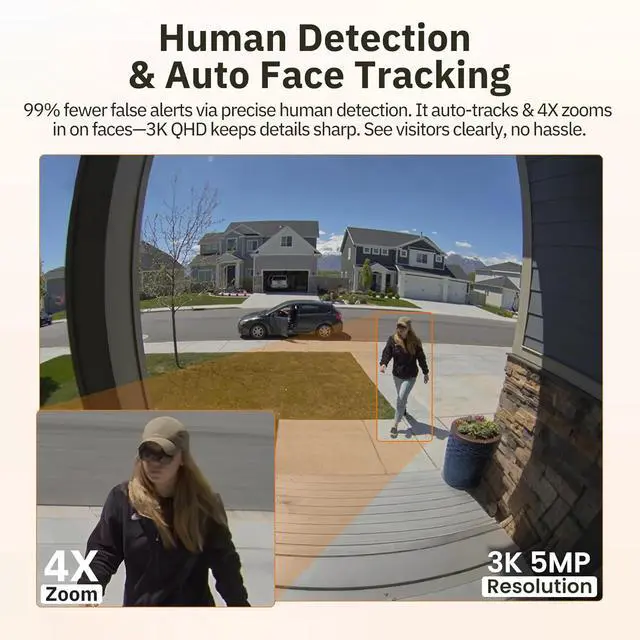 Alt view image 2 of 7 - Girafit 3K 5MP Window Camera,Cameras for Home Security with Thermometer Hygrometer,Indoor Camera for Outdoor Monitoring with ChroMax Al Color Night Vision,Person Detection