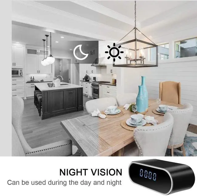 Alt view image 2 of 6 - Hidden Camera Clock, 1080P HD WiFi Security Camera with Night Vision, Motion Detection, Mobile Alerts, Indoor Nanny Cam for Home & Office