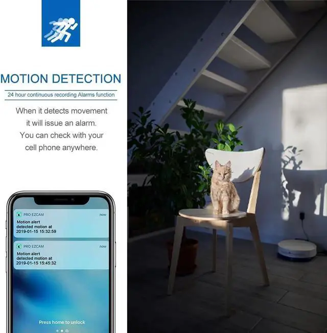 Alt view image 3 of 6 - Hidden Camera Clock, 1080P HD WiFi Security Camera with Night Vision, Motion Detection, Mobile Alerts, Indoor Nanny Cam for Home & Office