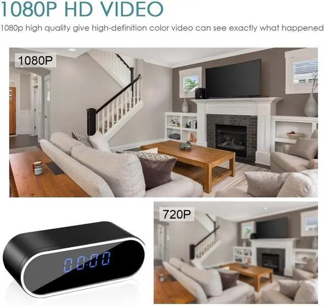 Alt view image 4 of 6 - Hidden Camera Clock, 1080P HD WiFi Security Camera with Night Vision, Motion Detection, Mobile Alerts, Indoor Nanny Cam for Home & Office