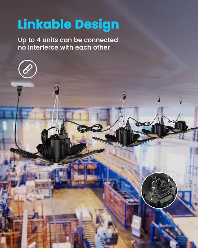 Alt view image 3 of 7 - Motion Sensor LED Garage Light 200W Plug in 2Pack, Linkable Garage Ceiling Light Led, Motion Activated Light Indoor Blub - 360° Detection for Workshop/Basement