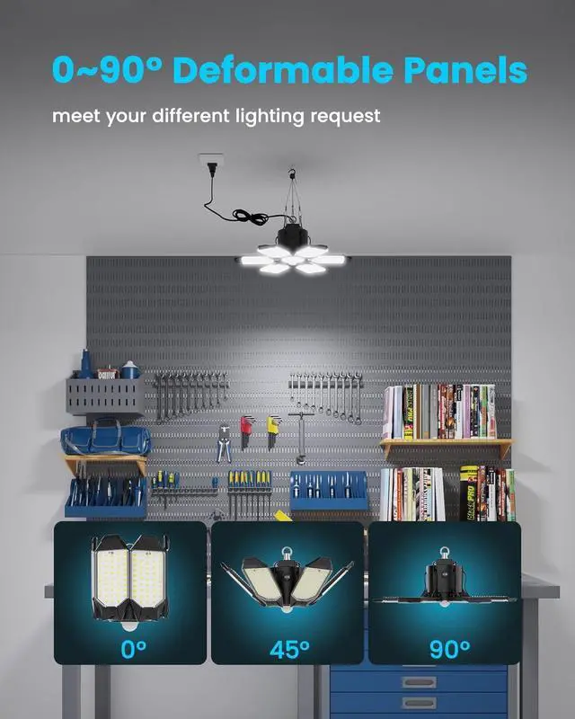 Alt view image 4 of 7 - Motion Sensor LED Garage Light 200W Plug in 2Pack, Linkable Garage Ceiling Light Led, Motion Activated Light Indoor Blub - 360° Detection for Workshop/Basement