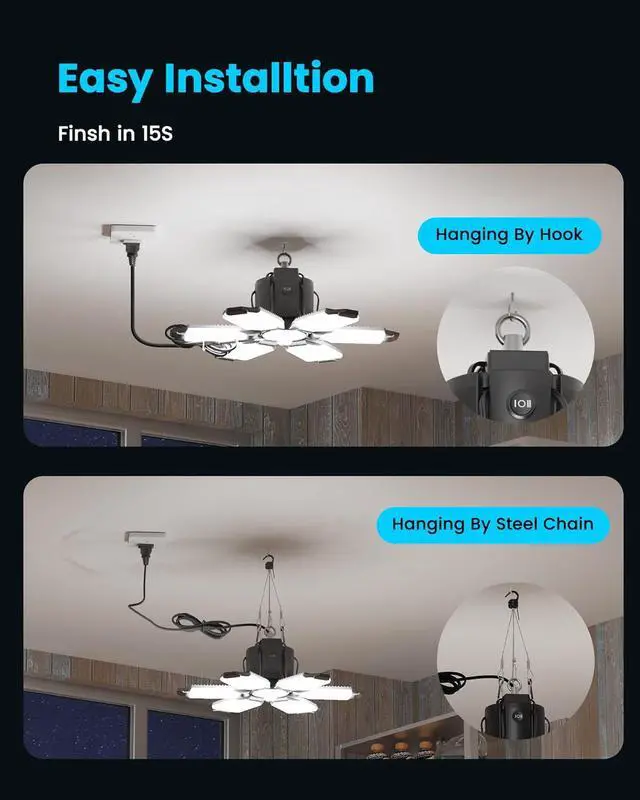 Alt view image 6 of 7 - Motion Sensor LED Garage Light 200W Plug in 2Pack, Linkable Garage Ceiling Light Led, Motion Activated Light Indoor Blub - 360° Detection for Workshop/Basement