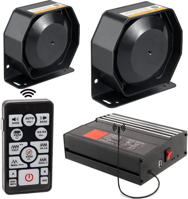 Main image of BooYu 12V 400W 20 Tones Police Warning Emergency Siren PA System [2 x Slim Speaker][Wireless Remote Handheld Microphone][2 x 10A Switches] for Firefighter Ambulance Vehicles Truck Car SUV ATV UTV