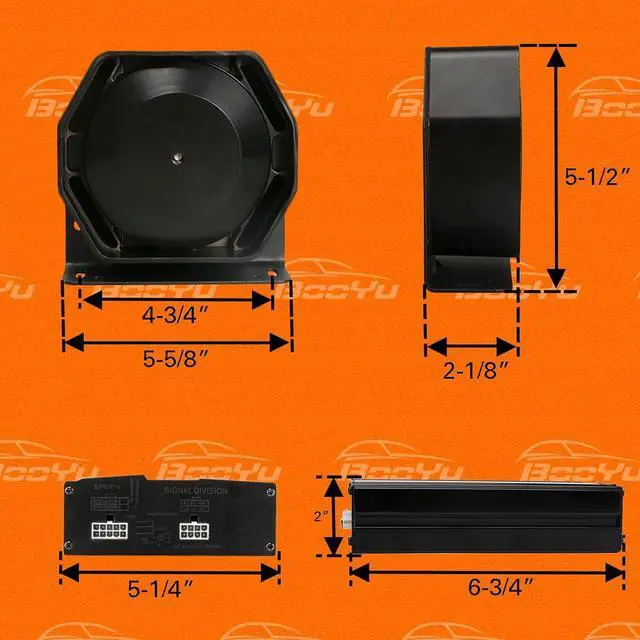 Alt view image 7 of 7 - BooYu 12V 400W 20 Tones Police Warning Emergency Siren PA System [2 x Slim Speaker][Wireless Remote Handheld Microphone][2 x 10A Switches] for Firefighter Ambulance Vehicles Truck Car SUV ATV UTV