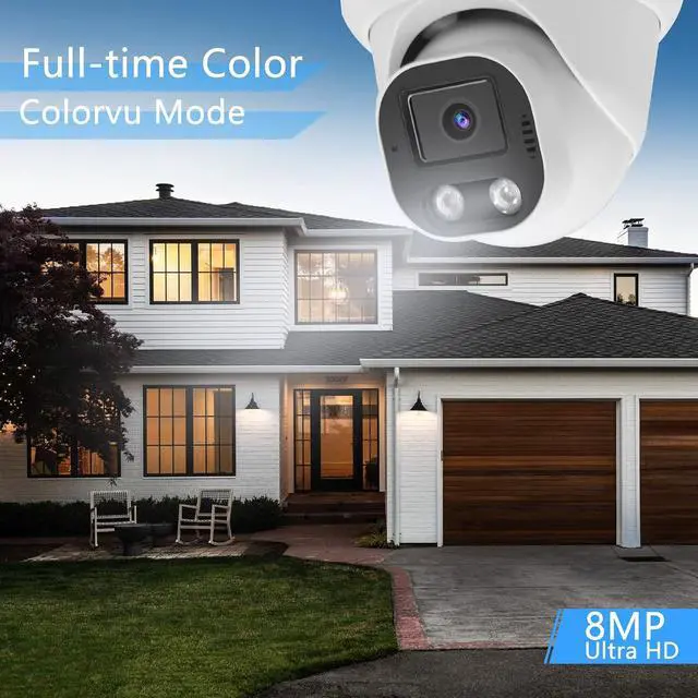 Alt view image 4 of 6 - 4K 8MP Full Color Turret IP Security Camera with SD Card Slot