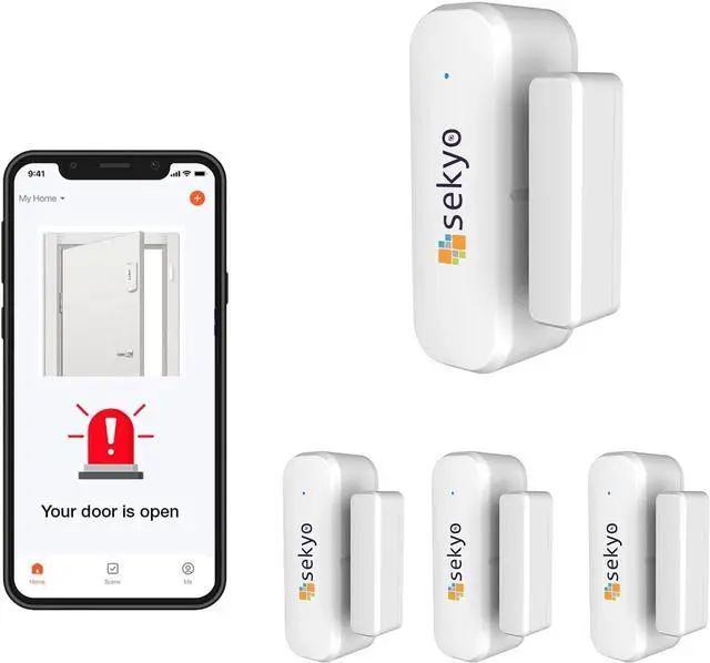 (4 Qty) Smart WiFi Door & Window Sensor for Home| No Hub Required | Free App Alert, Works with Tuya Smart Life Devices, Compatible with Alexa, Google Home, Siri (No Siren but Phone Notification)