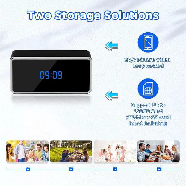 Alt view image 5 of 6 - Hidden Video Cameras Clock, HD 4K Clock Camera with Clear Night Vision, Motion Detection, Live Video Viewing, Nanny Cam Hidden Video Camera for Home, Wifi Camera Clock for Home Security Indoor