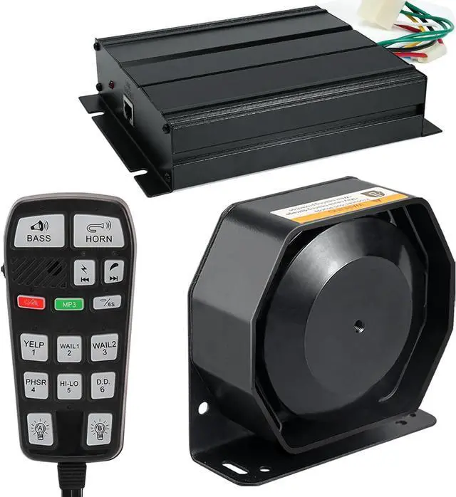 Main image of BooYu Police Emergency Slim Speaker Horn Siren PA System for Vehicles Truck Firefighter Ambulance Tow UTV ATV Van Car POV RV [12V/200W][120-135dB][Handheld Microphone][Hands-Free][2 x 10A Switches]