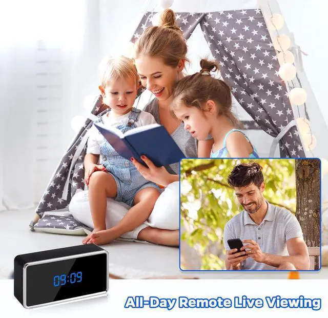 Alt view image 4 of 6 - Hidden Video Cameras Clock, HD 4K Clock Camera with Clear Night Vision, Motion Detection, Live Video Viewing, Nanny Cam Hidden Video Camera for Home, Wifi Camera Clock for Home Security Indoor