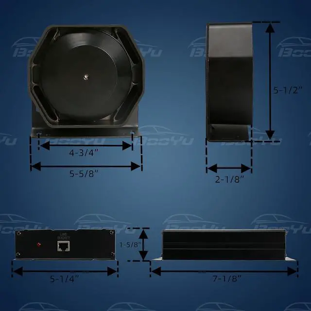 Alt view image 6 of 7 - BooYu Police Emergency Slim Speaker Horn Siren PA System for Vehicles Truck Firefighter Ambulance Tow UTV ATV Van Car POV RV [12V/200W][120-135dB][Handheld Microphone][Hands-Free][2 x 10A Switches]