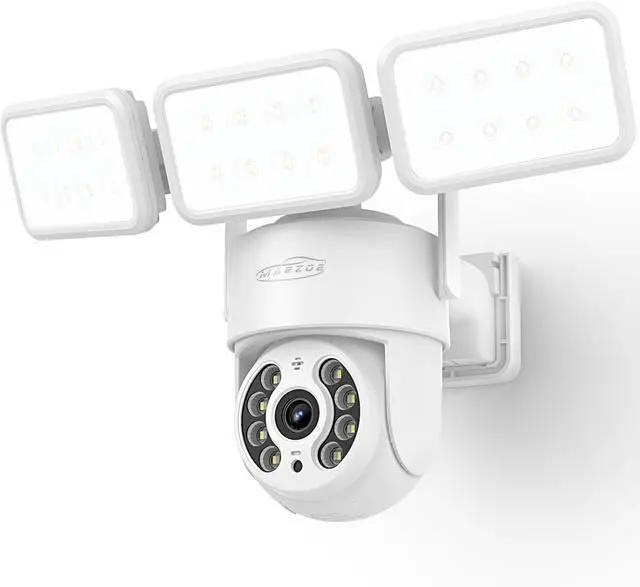 Floodlight Camera Wired (/) - Outdoor Smart - Security Cameras, 360° Coverage, 3D Motion Detection, 2000 Lumens, 2-Way Audio, 2.5K UHD, 95dB Siren, 24/7 Recording, 32GB Storage