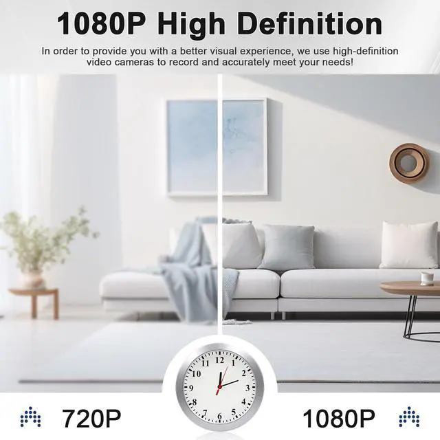 Alt view image 2 of 7 - Hidden Camera Wall Clock - FHD Nanny Cam with Motion Detection - Spy Camera for Indoor Office Home Security - No WiFi Function - SD Card Not Included