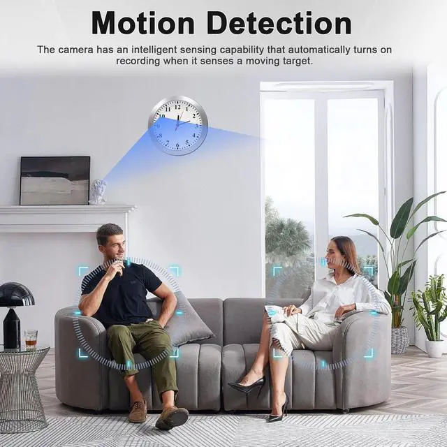 Alt view image 3 of 7 - Hidden Camera Wall Clock - FHD Nanny Cam with Motion Detection - Spy Camera for Indoor Office Home Security - No WiFi Function - SD Card Not Included