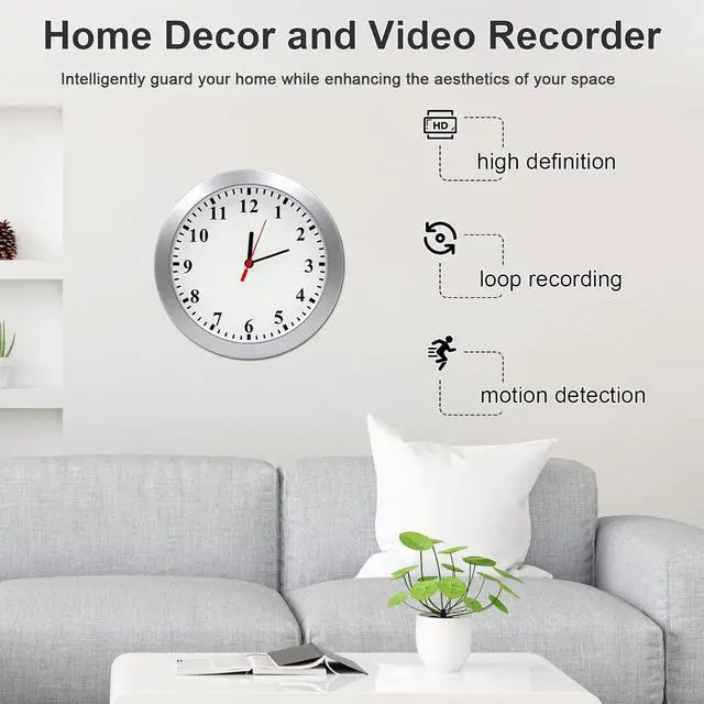 Alt view image 5 of 7 - Hidden Camera Wall Clock - FHD Nanny Cam with Motion Detection - Spy Camera for Indoor Office Home Security - No WiFi Function - SD Card Not Included