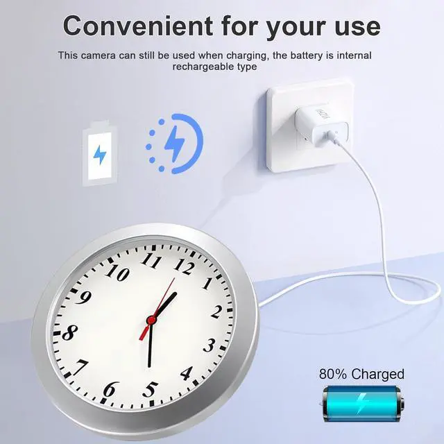 Alt view image 7 of 7 - Hidden Camera Wall Clock - FHD Nanny Cam with Motion Detection - Spy Camera for Indoor Office Home Security - No WiFi Function - SD Card Not Included