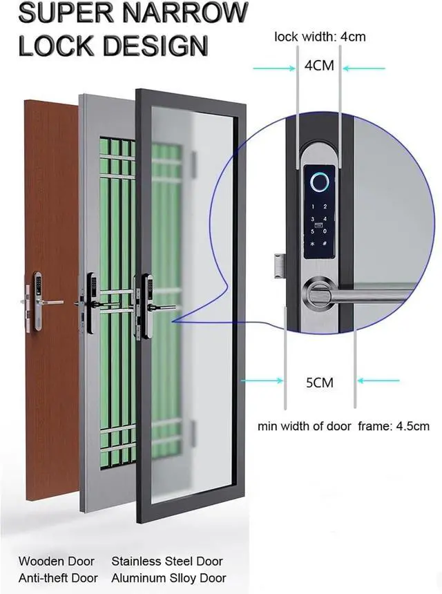 Alt view image 2 of 7 - Acouto Ingerprintors Doors,Art Lockor Apartment Villa School Office, Digital Passwart Lockor Slidings Doord