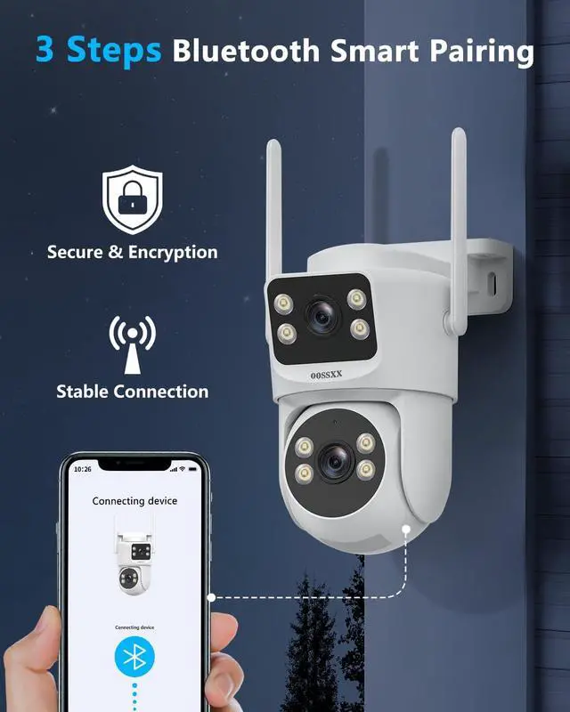 Alt view image 5 of 7 - OOSSXX (2-Way Audio & Auto Tracking) Dual Lens PTZ Outdoor Security Camera, 2.5K Wireless Cameras 2.4G/5G WiFi for Home Security System, Color Night Version, Motion Detection