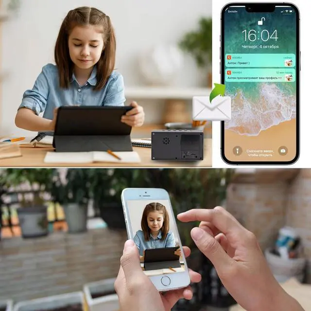 Alt view image 4 of 7 - WiFi Hidden Camera Clock 1080P Alarm Clock Security Hidden Cam with Motion Detection/Night Vision/120°Wide Angle, Wireless Clock Video Spy Camera Nanny Cam for Home/Indoor Surveillance No Audio