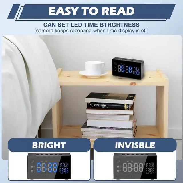 Alt view image 6 of 7 - WiFi Hidden Camera Clock 1080P Alarm Clock Security Hidden Cam with Motion Detection/Night Vision/120°Wide Angle, Wireless Clock Video Spy Camera Nanny Cam for Home/Indoor Surveillance No Audio