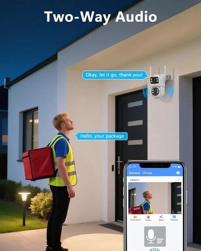 Alt view image 2 of 7 - OOSSXX (2-Way Audio & Auto Tracking) Extend Security Cameras Outdoor WiFi 5G/2.4G for Home Security with Dual Lens, Color Night Vision, 24/7 Recording, Work with Wireless Surveillance System