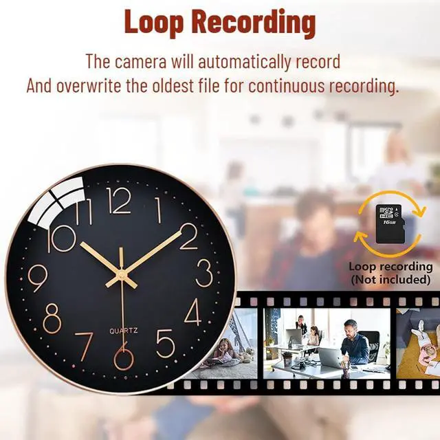 Alt view image 2 of 7 - HD Hidden WiFi Wall Clock Camera Wireless Nanny Cam 1080P Mini Clock Camera with Motion Detection for Indoor Home Security