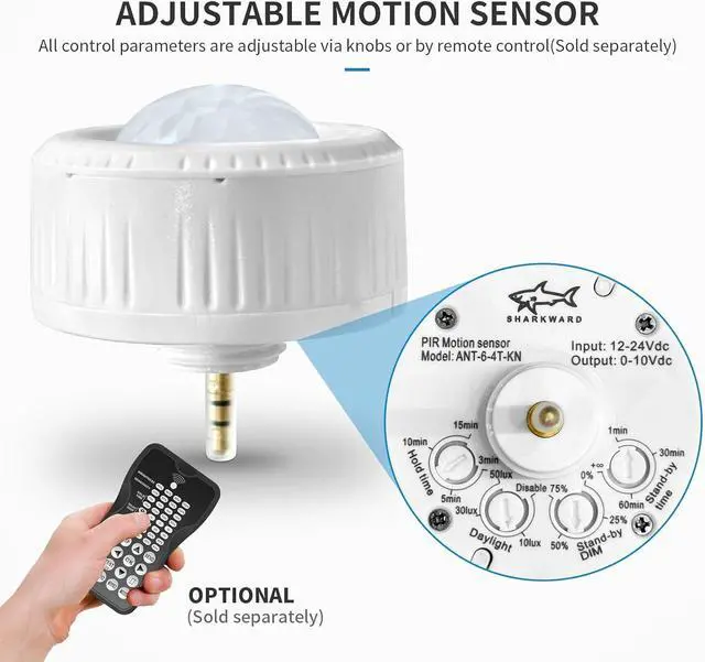 Alt view image 2 of 7 - 4 Pack Ceiling Sensor, PIR Occupancy Motion Detector for LED High Bay Light, 40 FT Ceiling and 50 FT Wall Mount Detection Diameter, Commercial/Industrial Grade
