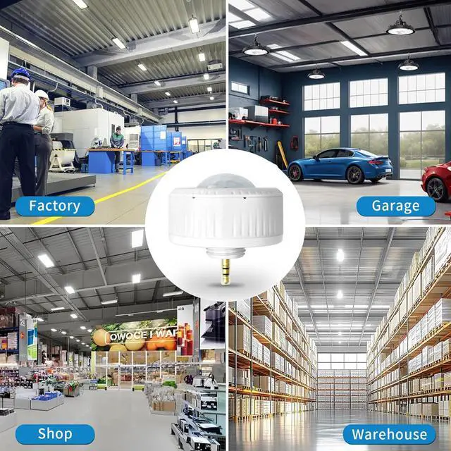 Alt view image 6 of 7 - 4 Pack Ceiling Sensor, PIR Occupancy Motion Detector for LED High Bay Light, 40 FT Ceiling and 50 FT Wall Mount Detection Diameter, Commercial/Industrial Grade