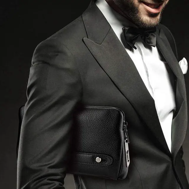 Alt view image 2 of 7 - Mens Zipper Wallets, Smart Fingerprint Wallet, Black Men Zipper Leather Wallet Smart Fingerprint Handbag Anti Theft Handbag for Boyfriends Fathers