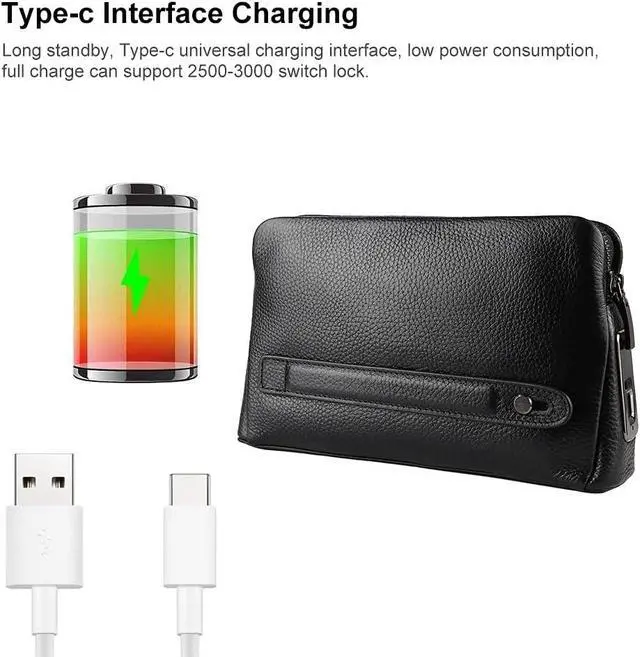 Alt view image 5 of 7 - Mens Zipper Wallets, Smart Fingerprint Wallet, Black Men Zipper Leather Wallet Smart Fingerprint Handbag Anti Theft Handbag for Boyfriends Fathers