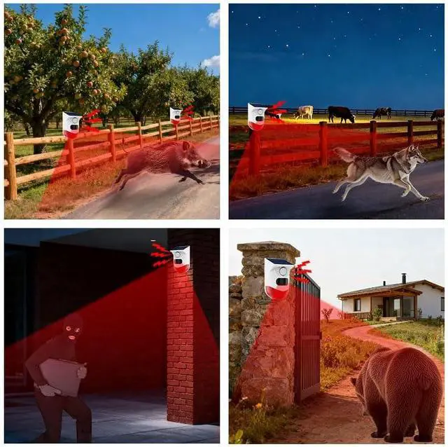 Alt view image 2 of 5 - YBJ Solar-Powered Motion Sensor Outdoor Alarm Clock 120-decibel Safety Alarm Light IP65 Waterproof Rating Remotely Adjustable Four Operating Modes Ideal for Homes, Farms, Barns, Yards, and More (3)