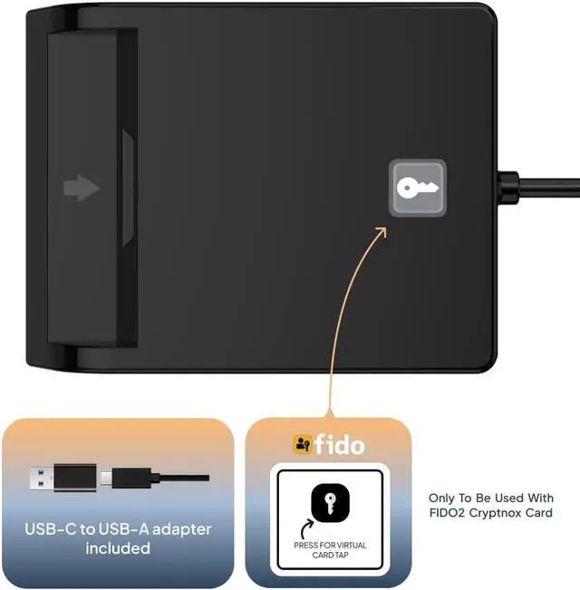 Alt view image 6 of 7 - FIDO2 NFC Security Card + USB-A Smart Card Reader Bundle