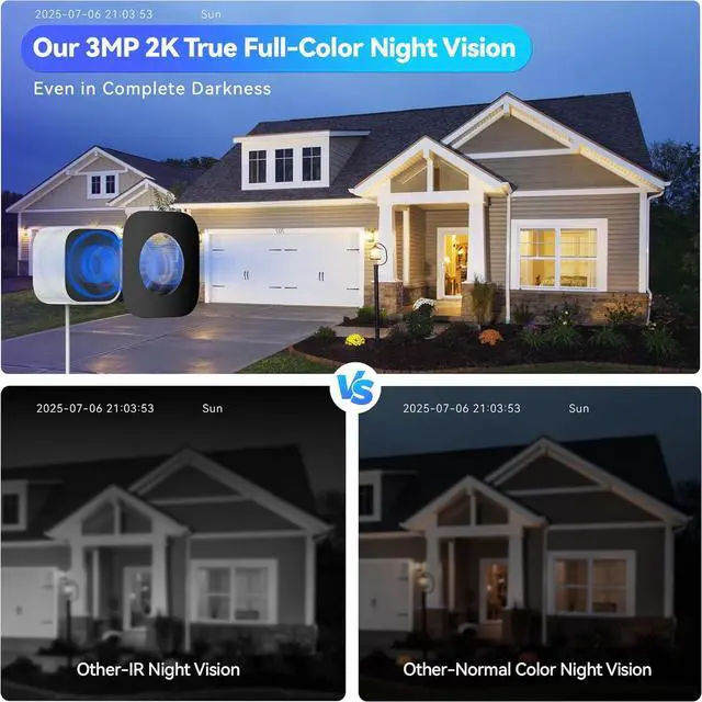 Alt view image 4 of 7 - 2-Pack Magnetic Window Camera, 3MP 2K Indoor Security Camera with 911 Emergency Call