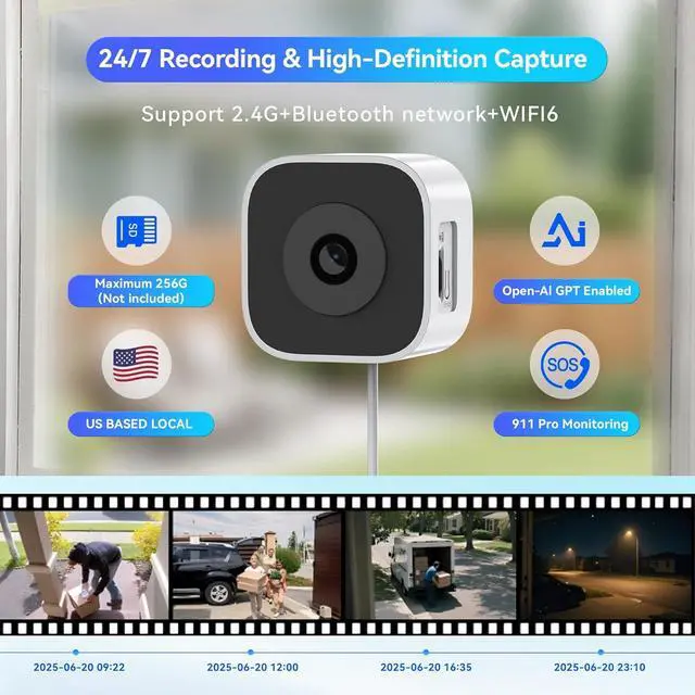 Alt view image 6 of 7 - 2-Pack Magnetic Window Camera, 3MP 2K Indoor Security Camera with 911 Emergency Call
