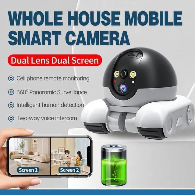 Alt view image 5 of 7 - Patrol Buddy Robot Camera, Patrol Buddy Pet Cameras, Robot Camera on Wheels, 1080p WiFi Small Robots Cam, with App Remote Control, with 2-Way Talk, Night Vision, for Cats Dogs (64g)