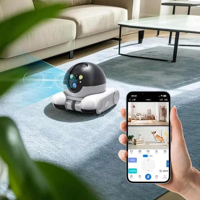 Alt view image 4 of 7 - Patrol Buddy Robot Camera, Patrol Buddy Pet Cameras, Robot Camera on Wheels, 1080p WiFi Small Robots Cam, with App Remote Control, with 2-Way Talk, Night Vision, for Cats Dogs (64g)