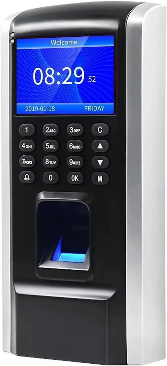 Main image of Time Clock, Time Clock,M12 Access Control Attendance Machine Biometric Fingerprint Recognition Color Screen Built-in Doorbell USB Download for Office