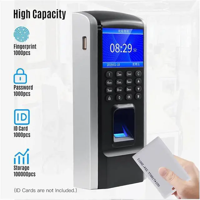 Alt view image 3 of 6 - Time Clock, Time Clock,M12 Access Control Attendance Machine Biometric Fingerprint Recognition Color Screen Built-in Doorbell USB Download for Office