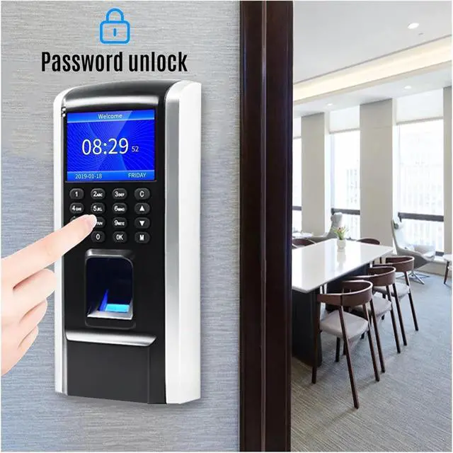Alt view image 4 of 6 - Time Clock, Time Clock,M12 Access Control Attendance Machine Biometric Fingerprint Recognition Color Screen Built-in Doorbell USB Download for Office