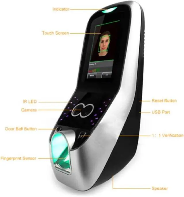 Alt view image 5 of 6 - Time Clock, Time Clock,Face & Fingerprint Time Attendance Access Control Machine 3" Screen Face Recognition Teminal