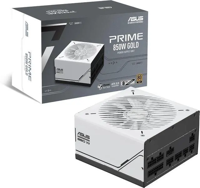 Main image of ASUS Prime 850W Gold (850 Watt, ATX 3.0 Compatible, Fully Modular Power Supply, 80+ Gold Certified, Dual Ball Bearings, Two Color Options in One, 8-Year Warranty)