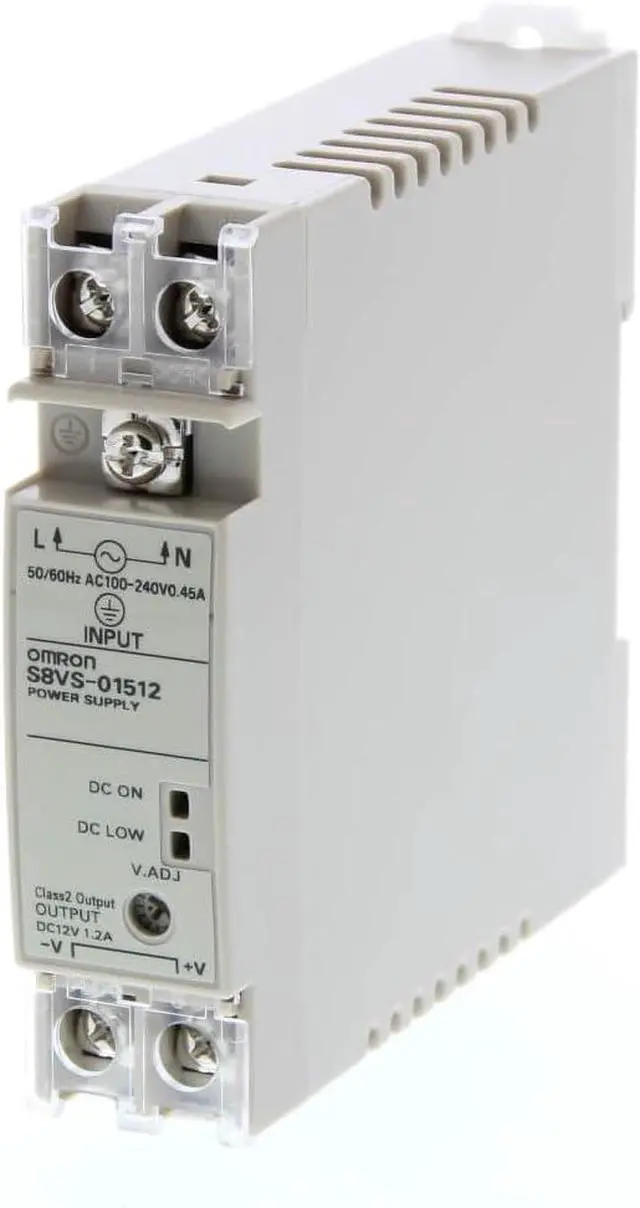 Main image of OMRON S8VS-01512 Switch Mode Power Supply (15W)(Covered type)(Screw terminal)(DIN Rail mounting type)(Output 12V 1.2A) NN