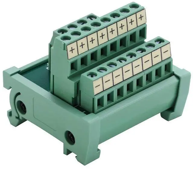 Main image of 2 in 8 Out Terminal Blocks Module, 25A DIN Rail and Panel Mounting Power Distribution Breakout Board for PLC Servo Power Amplifier