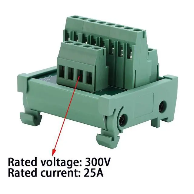 Alt view image 2 of 6 - 2 in 8 Out Terminal Blocks Module, 25A DIN Rail and Panel Mounting Power Distribution Breakout Board for PLC Servo Power Amplifier
