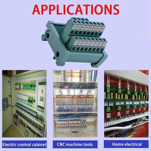 Alt view image 5 of 6 - 2 in 8 Out Terminal Blocks Module, 25A DIN Rail and Panel Mounting Power Distribution Breakout Board for PLC Servo Power Amplifier