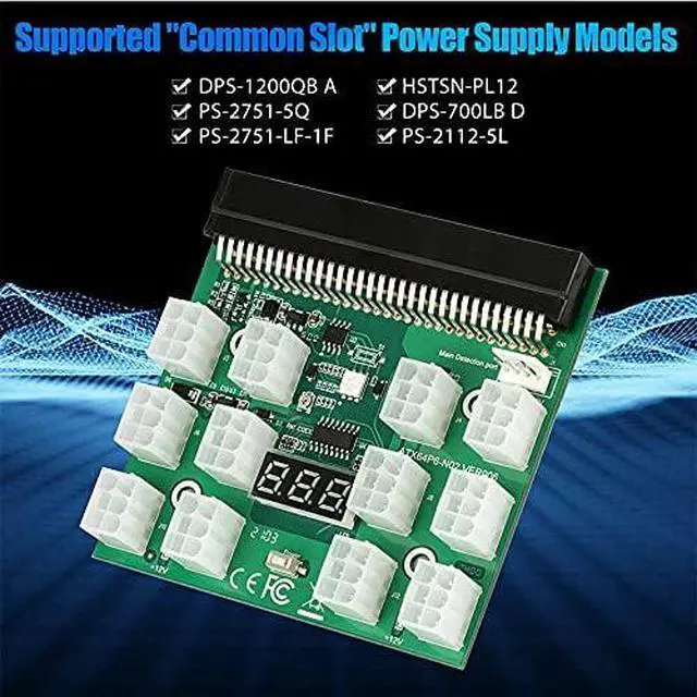 Alt view image 2 of 5 - Acxico 2Pcs 6PIN 1200W Server Power Supply Breakout Board for HP DPS-1200QB A PSU GPU