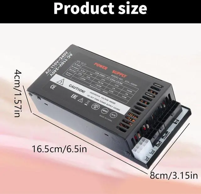 Alt view image 3 of 7 - 600W Full Modulars 110-264V Power Supply Unit for ITX Case High Efficiency Low Noise Cooling Fan Short Circuits Protections