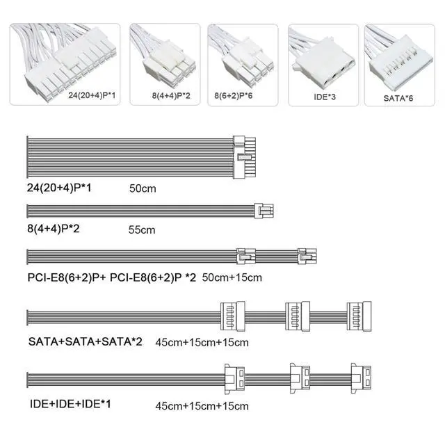 Alt view image 6 of 7 - 110-240V Silent Operation Watt Full Modular Power Supply, Large 120mm Silent Fan PC Power Supply with Fan for Desktop Computer